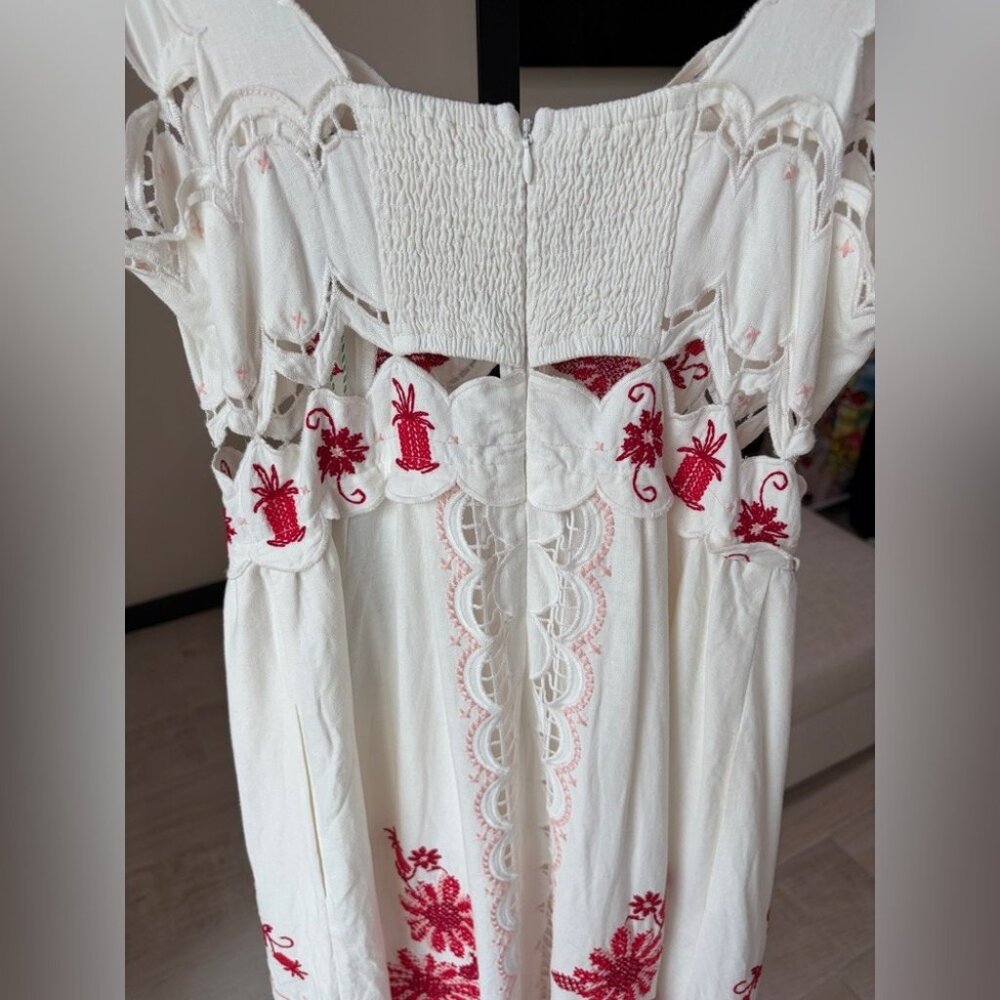 FarmRio: Richelieu Sunflower Linen-Blend Midi-Dre… - image 8